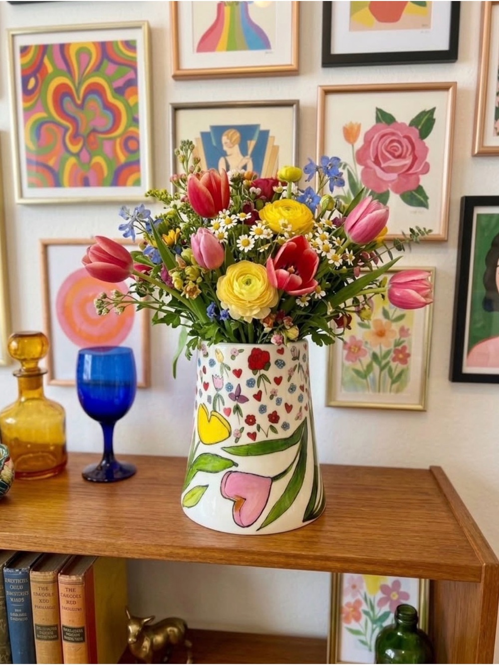 Mud Fairy for Anthropologie Floral Heart Ceramic Vase